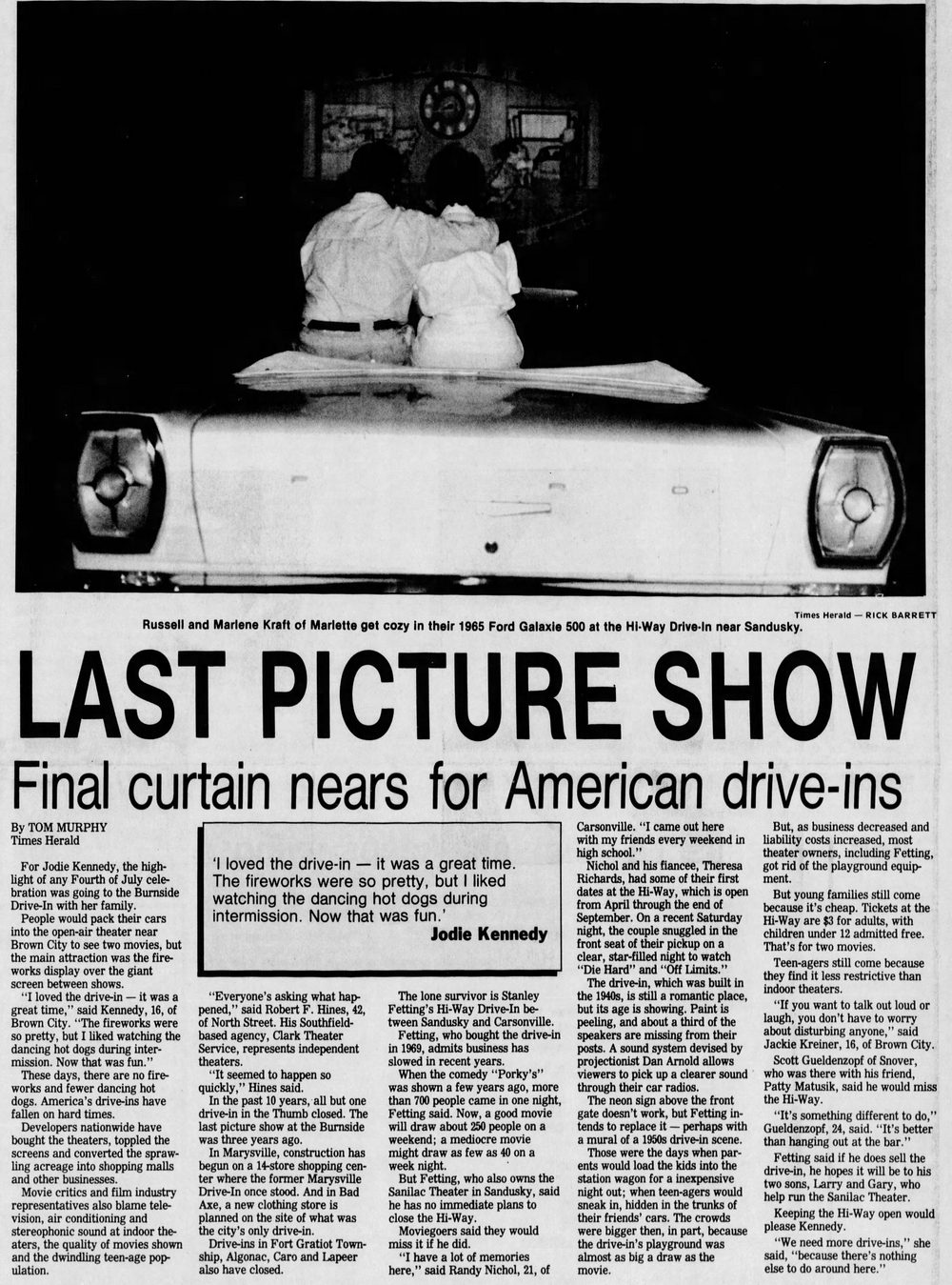 Burnside Drive-In Theatre - Sep 4 1988 Closing Article